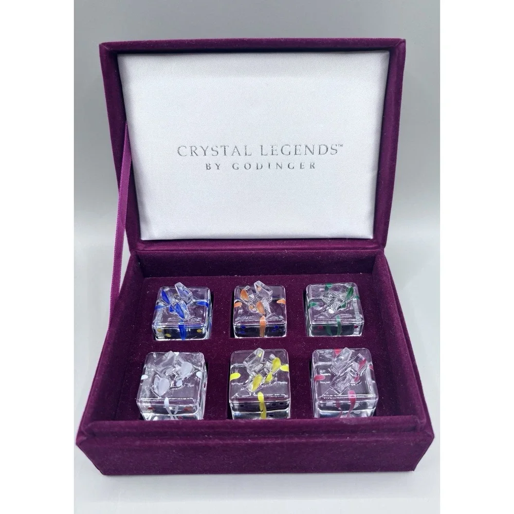 Godinger Crystal Legends‎ Place Card Holders Hand Cut Glass Set 6 Pre-ownedEC